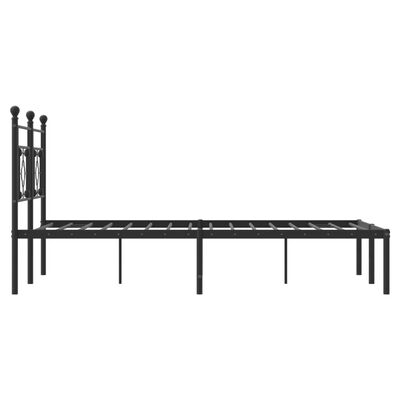 vidaXL Cadre de lit métal sans matelas avec tête de lit noir 135x190cm