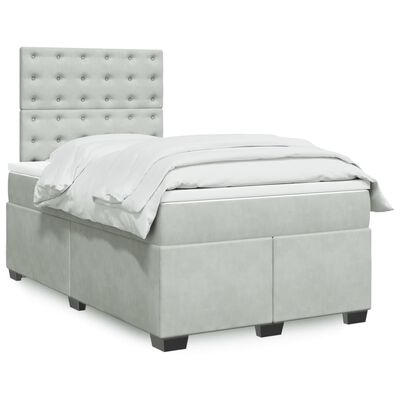 vidaXL Sommier à lattes de lit et matelas Gris clair 120x200cm Velours