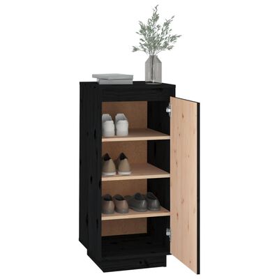 vidaXL Armoire à chaussures Noir 35x35x80 cm Bois de pin massif