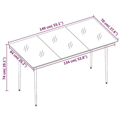 vidaXL Ensemble à manger de jardin coussins 7 pcs Résine tressée Verre