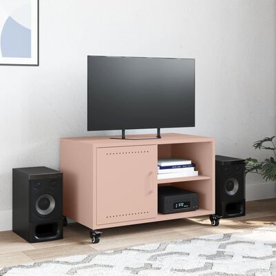 vidaXL Meuble TV rose 68x39x43,5 cm acier