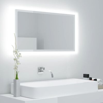 vidaXL Miroir à LED de bain Blanc brillant 80x8,5x37 cm Acrylique