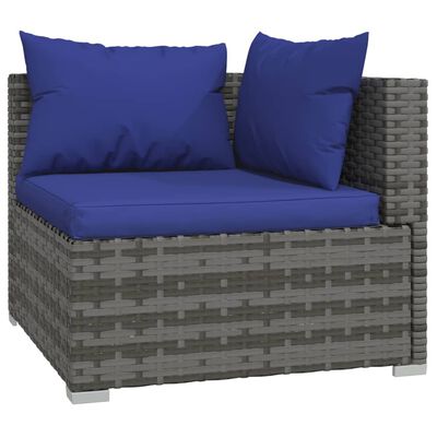 vidaXL Salon de jardin 10 pcs avec coussins Résine tressée Gris