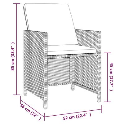 vidaXL Ensemble à manger de jardin coussins 9pcs Résine tressée Gris