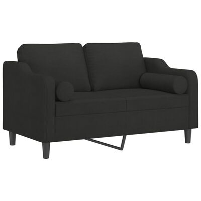 vidaXL Canapé 2 places avec oreillers décoratifs noir 120 cm tissu