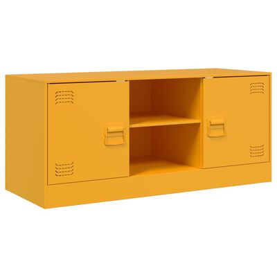 vidaXL Meuble TV jaune moutarde 99x39x44 cm acier