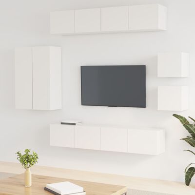 vidaXL Ensemble de meubles TV 8 pcs Blanc brillant Bois d'ingénierie