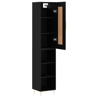 vidaXL Buffet haut Noir 34,5x34x180 cm Bois d'ingénierie