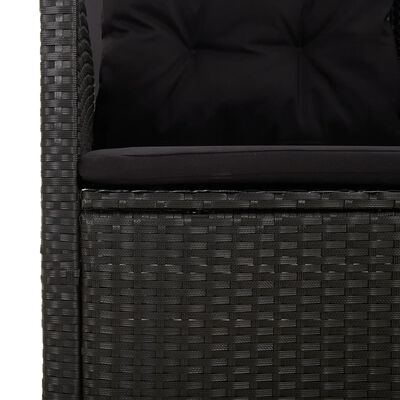 vidaXL Salon de jardin 3 pcs avec coussins Noir Résine tressée