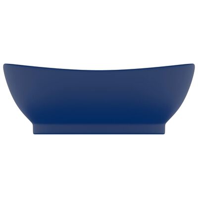 vidaXL Lavabo ovale à trop-plein Bleu foncé mat 58,5x39 cm Céramique