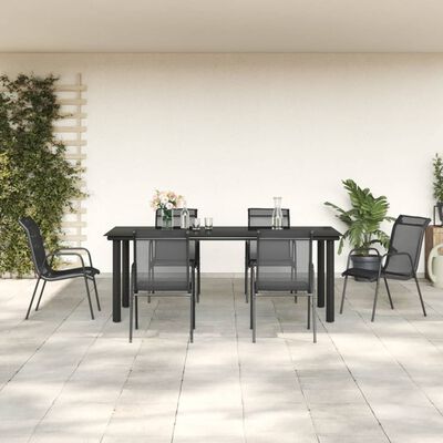 vidaXL Ensemble à manger de jardin 7 pcs noir textilène et acier