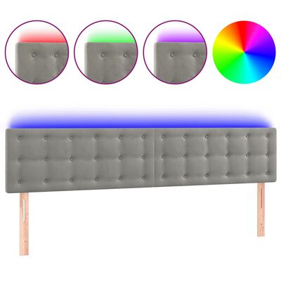 vidaXL Tête de lit à LED Gris clair 200x5x78/88 cm Velours