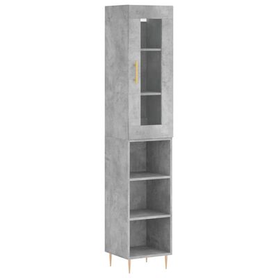 vidaXL Buffet haut Gris béton 34,5x34x180 cm Bois d'ingénierie