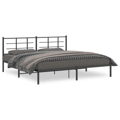 vidaXL Cadre de lit métal sans matelas avec tête de lit noir 200x200cm