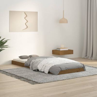 vidaXL Cadre de lit Marron miel 75x190 cm Bois pin massif Petit simple