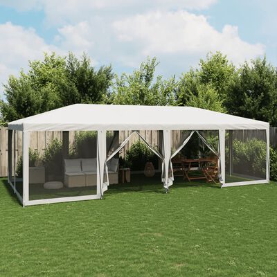 vidaXL Tente de fête avec 12parois latérales en maille blanc 8x4m PEHD