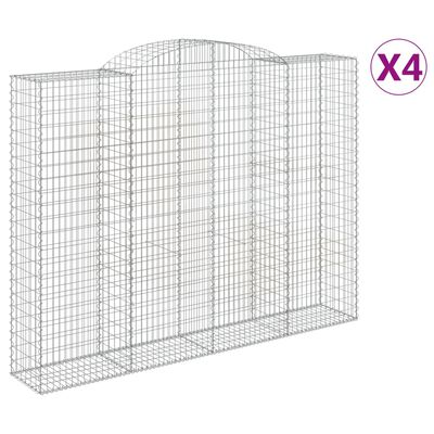 vidaXL Paniers à gabions arqués 4 pcs 300x50x220/240 cm fer galvanisé