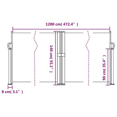 vidaXL Auvent latéral rétractable beige 140x1200 cm