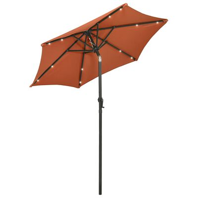 vidaXL Parasol avec lumières LED Terre cuite 200x211 cm Aluminium