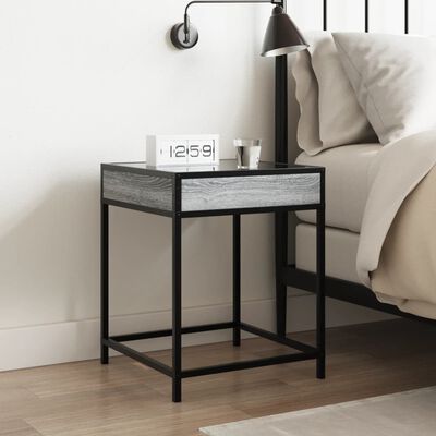 vidaXL Table de chevet avec LED infini sonoma gris 40x40x51 cm