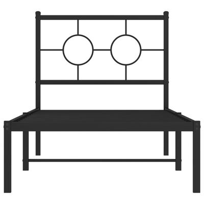 vidaXL Cadre de lit métal sans matelas avec tête de lit noir 75x190 cm