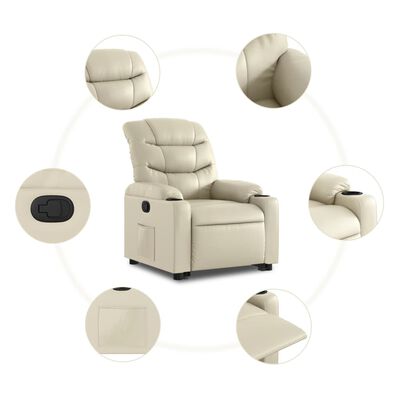 vidaXL Fauteuil inclinable Crème Similicuir