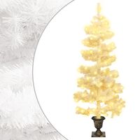 vidaXL Arbre de Noël hélicoïdal pré-éclairé avec pot blanc 120 cm PVC