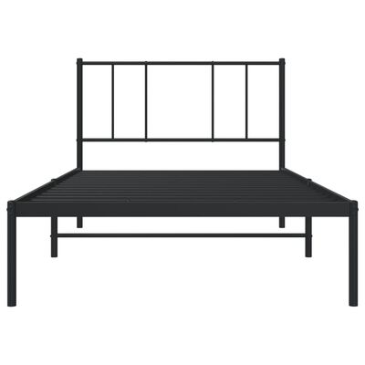 vidaXL Cadre de lit métal sans matelas avec tête de lit noir 90x200 cm