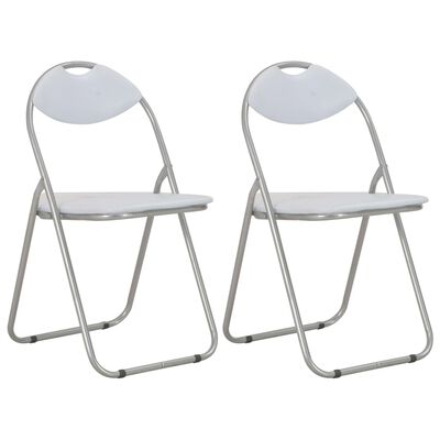 vidaXL Chaises pliantes à manger lot de 2 blanc similicuir