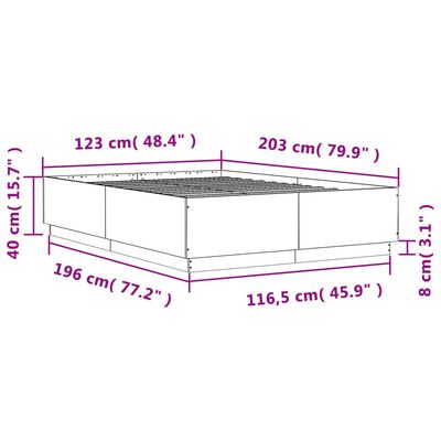 vidaXL Cadre de lit sonoma gris 120x200 cm bois d'ingénierie