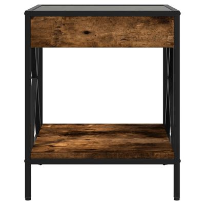 vidaXL Table de chevet avec LED infini chêne fumé 40x40x49 cm