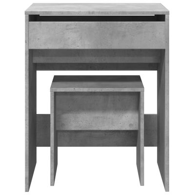 vidaXL Coiffeuse et tabouret gris béton 60x40x113,5 cm