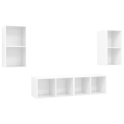 vidaXL Meubles TV muraux 4 pcs Blanc brillant Bois d'ingénierie