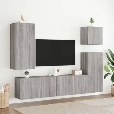 vidaXL Unités murales TV 5 pcs sonoma gris bois d'ingénierie