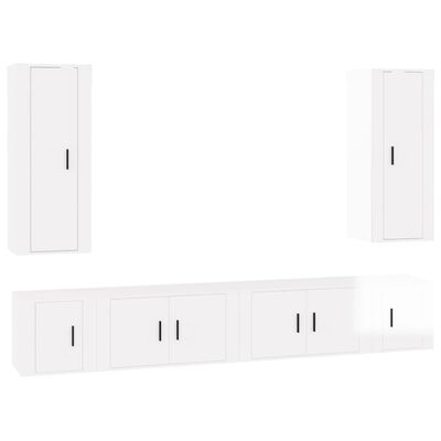 vidaXL Ensemble de meubles TV 6 pcs Blanc brillant Bois d'ingénierie