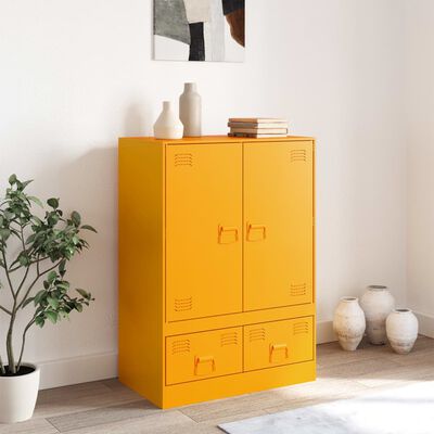 vidaXL Buffet jaune moutarde 67x39x95 cm acier