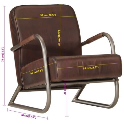 vidaXL Fauteuil marron cuir véritable