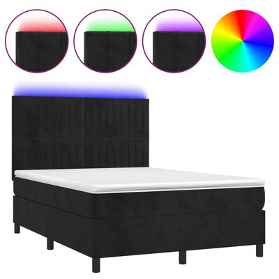 vidaXL Sommier à lattes de lit avec matelas LED Noir 140x190cm Velours