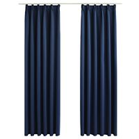 vidaXL Rideaux occultants avec crochets 2 pcs Bleu 140x175 cm