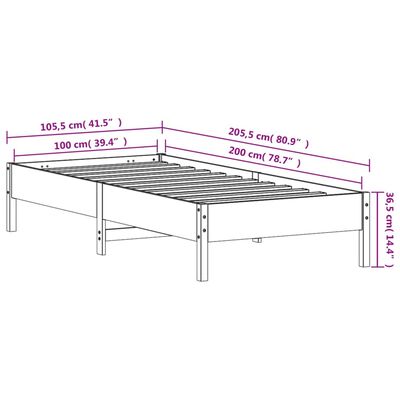 vidaXL Cadre de lit cire marron 100x200 cm bois de pin massif