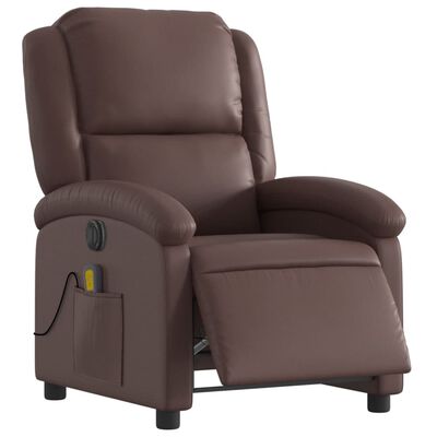 vidaXL Fauteuil de massage inclinable électrique marron similicuir