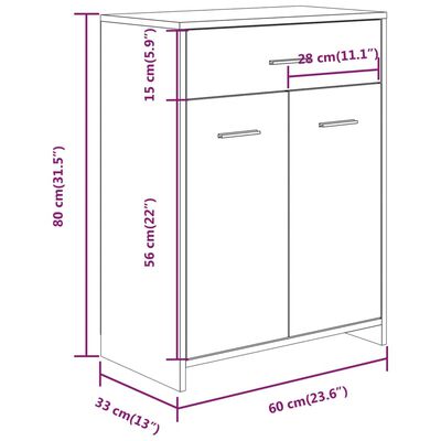 vidaXL Armoire de bain Chêne fumé 60x33x80 cm Bois d'ingénierie