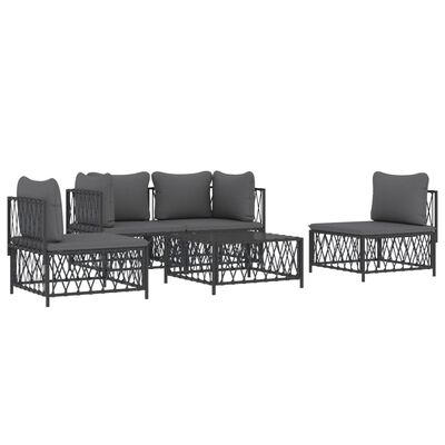 vidaXL Salon de jardin avec coussins 5 pcs anthracite acier