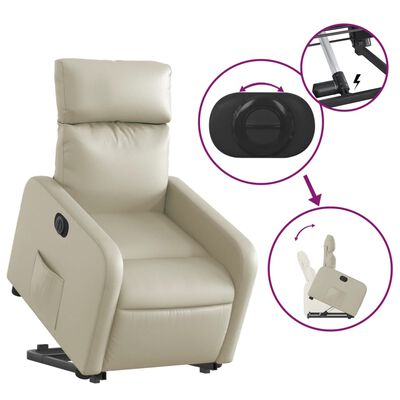 vidaXL Fauteuil inclinable électrique crème similicuir