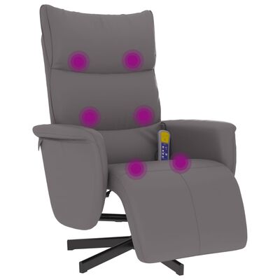 vidaXL Fauteuil inclinable de massage repose-pieds gris similicuir