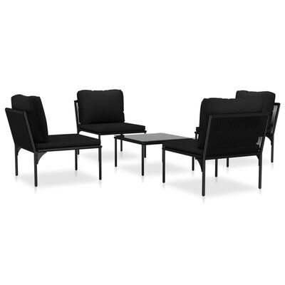 vidaXL Salon de jardin 5 pcs avec coussins Noir PVC