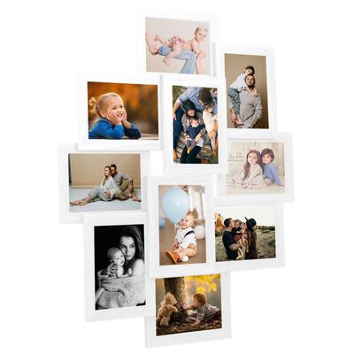 vidaXL Collage de cadres photo de photo 10x(10x15 cm) Blanc MDF