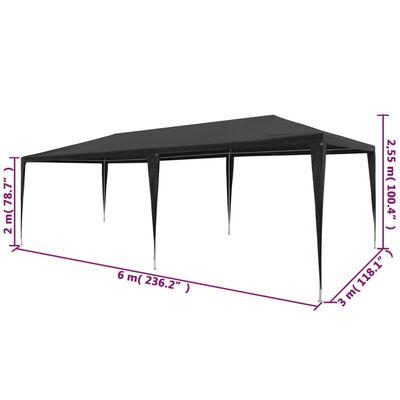 vidaXL Tente de réception 3x6 m PE Anthracite