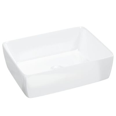 vidaXL Lavabo blanc 48x37x13 cm céramique rectangle