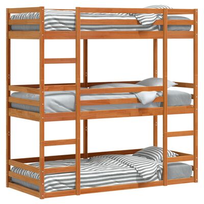 vidaXL Lit superposé triple sans matelas 80x200 cm bois de pin massif